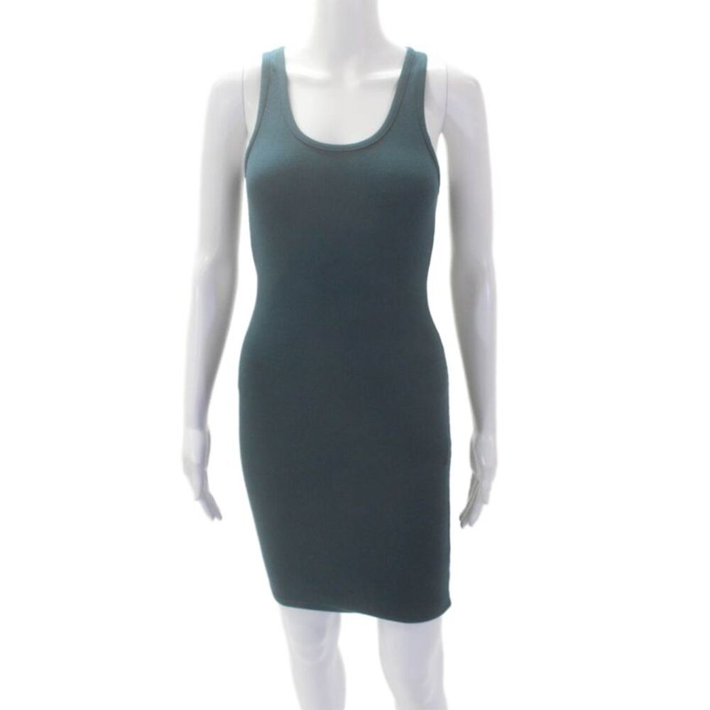 Talentless Womens Scoop Neck Ribbed Knit Mini Tank Dress Dark Aqua Size Small